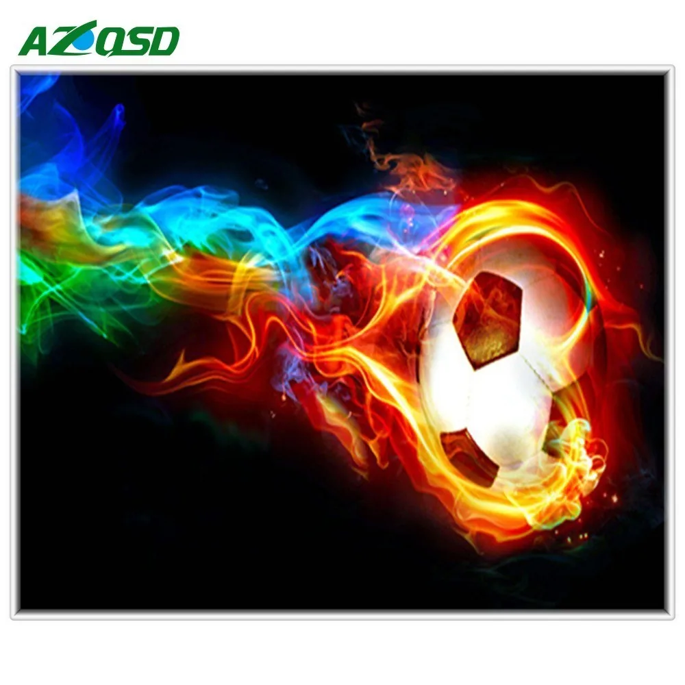 AZQSD Diamond Painting Football Fire Wall Art 5D DIY Diamond Mosaic