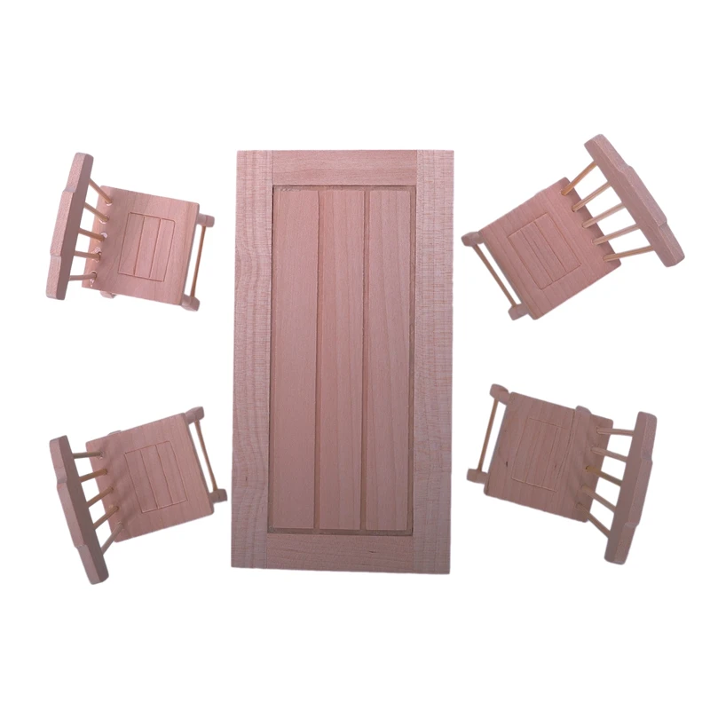 

5Pcs/1:12 Dollhouse Diy Hall Table Set Miniature Doll House Living Room Table Chair Doll Decoration Toys Children's Toys Doll