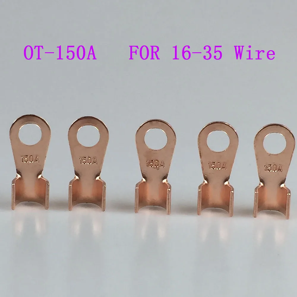 

5pcs OT-150A Red Copper Circular Splice Ring Terminal Wire Naked Battery Cable Connector lugs Terminals Crimping 16-35mm2 Wire
