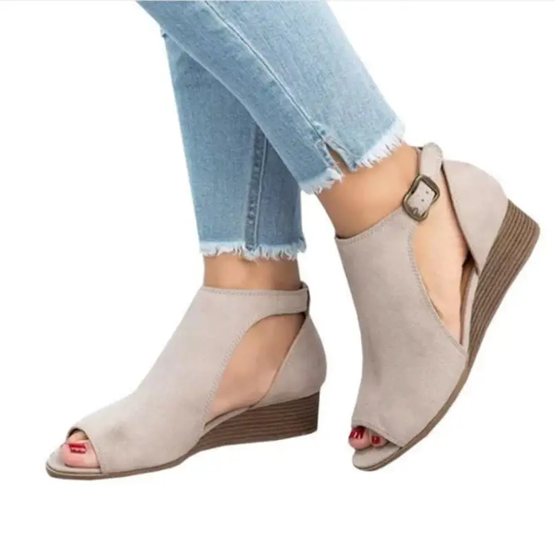 

2019 explosion models summer new women's shoes Roman shoes large size wedge with fish mouth sandals women