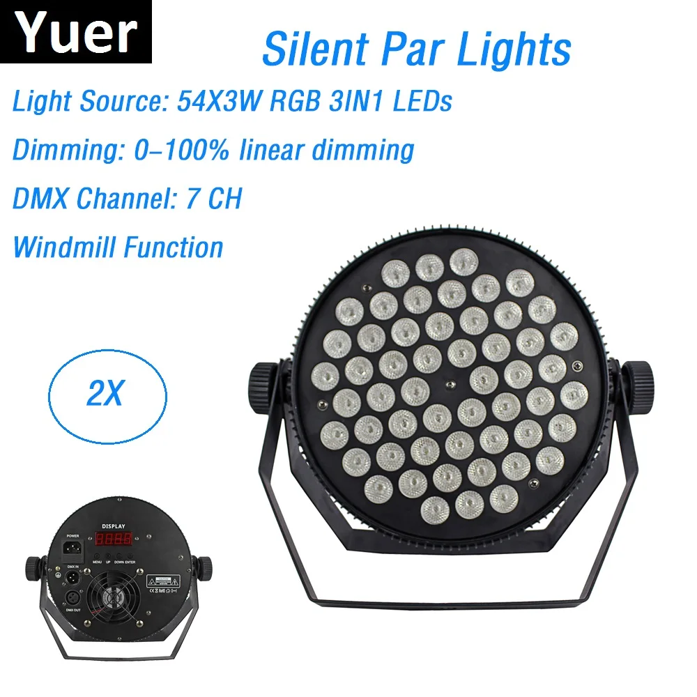 

2 Pack LED Par Light 54X3W RGB 3IN1 Disco Wash Light Dj Stage Equipments DMX 7 Channels Led Uplights Stage Lighting Effect Light