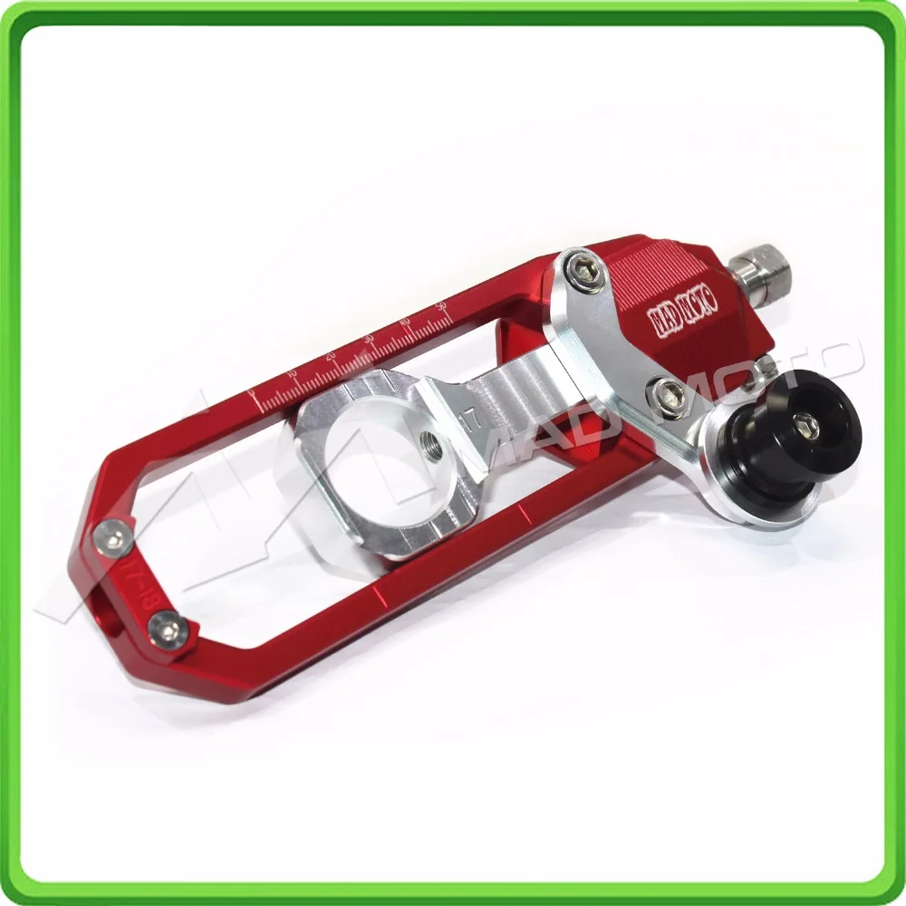 Motorcycle Chain Tensioner Adjuster with bobbin fit for BMW HP4 2012-2014,S1000R 2014-2017,S1000RR 2010-2017 Red & Silver (8)