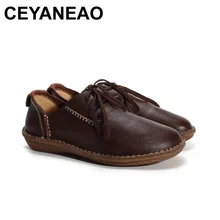 CEYANEAO/Женская обувь женские туфли на плоской подошве ручной работы из натуральной кожи повседневные женские мокасины на плоской подошве со шнуровкой(568-5