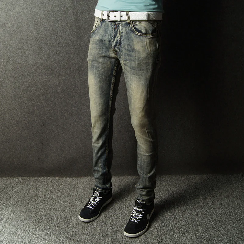 Italian Style Retro Design Mens Jeans Slim Fit Denim Buttons Pants Brand Jeans High Quality Fashion Streetwear Classic Jeans Men