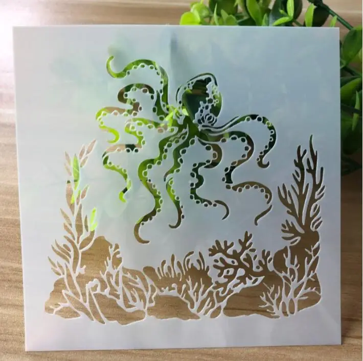 Stencils Squid DIY Scrapbooking Photo Album Decorative Embossing Paper Craft Template For Painting Wall | Канцтовары для офиса и