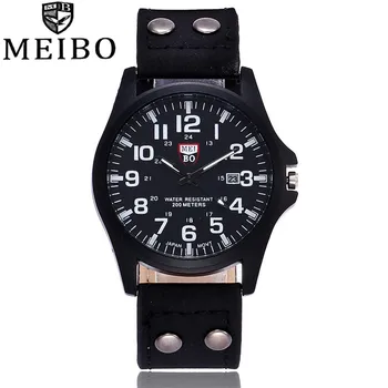 

MEIBO Brand New Fashion Men Wrist Watches Casual Leather Military Watch Analog Quartz Watch Relogio Masculino