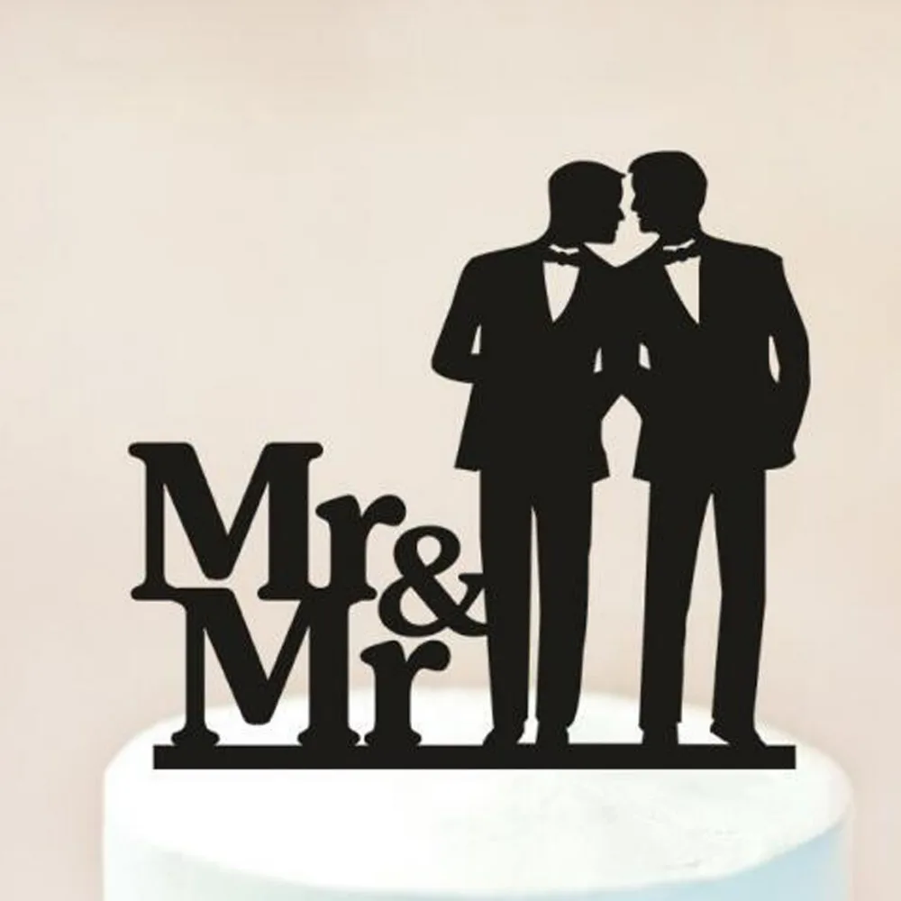 Same-sex Men and mr Wedding Cake Topper, Mr and  Mr Cake Topper silhouette,wedding cake decor Supplies,Unique Cake Topper