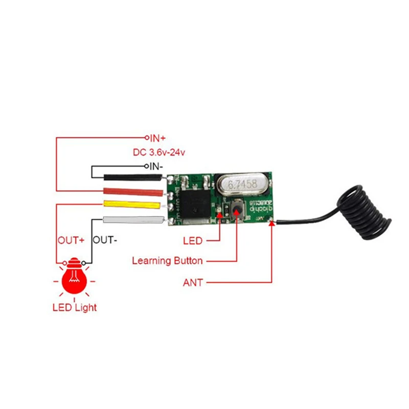 QIACHIP RF 433 МГц 1527 обучающий код беспроводной пульт дистанционного управления передатчик Модуль и 433,92 МГц DC 12 В 24 в мини-приемник DIY комплект