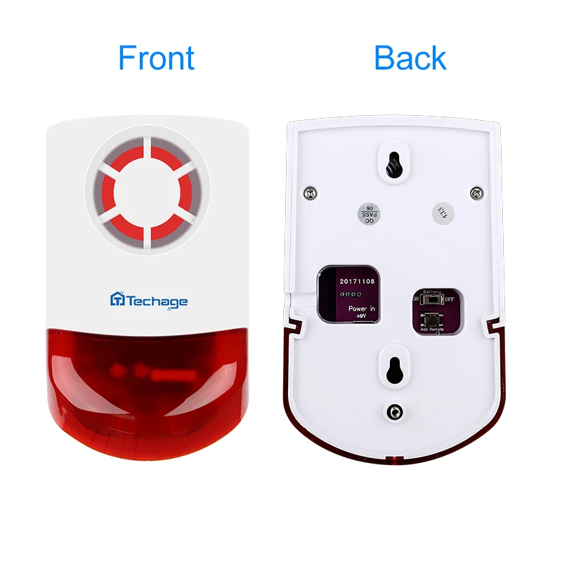 

Techage Wireless Indoor Outdoor Wireless Flashing Alarm Siren with Strobe Light Siren For S1 S6 Home Security Alarm System