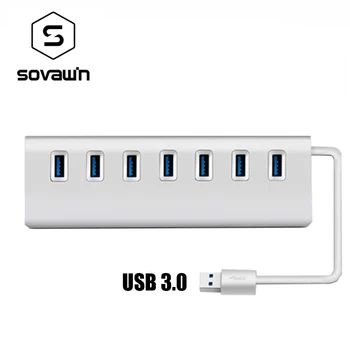 

High Speed 7 Port USB 3.0 HUB Aluminum Silver Splitter Adapter with 27cm Bold Cable for Laptop PC Tablet multi usb port