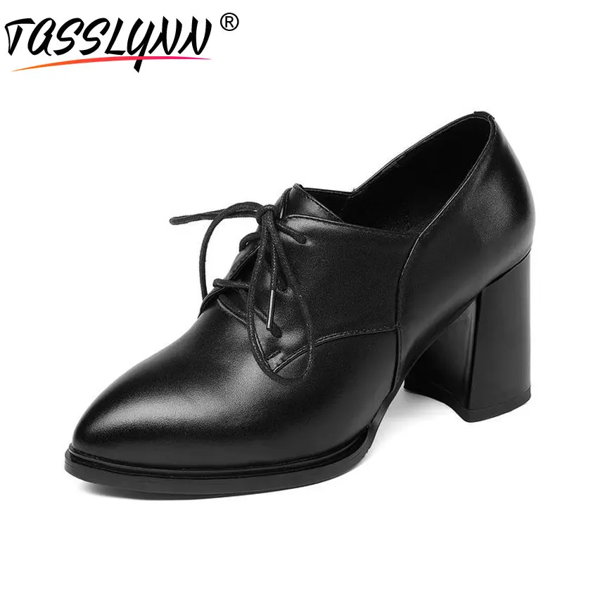 

TASSLYNN 2018 Women Pumps Shoes Black Pointed Toe Spring and Autumn Hoof High Heels Western Style Women Pumps Shoes Size 34-40