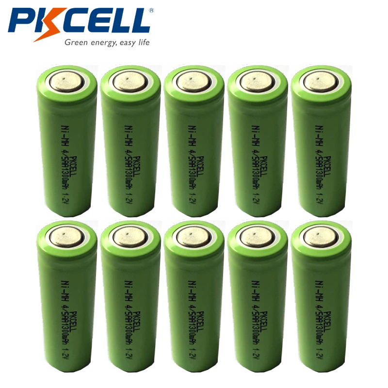 

10pcs/lot PKCELL New 1.2V 4/5AA 1300mAh Ni-Mh 4/5 AA NiMh Rechargeable Battery Flat Top Industrial Batteries