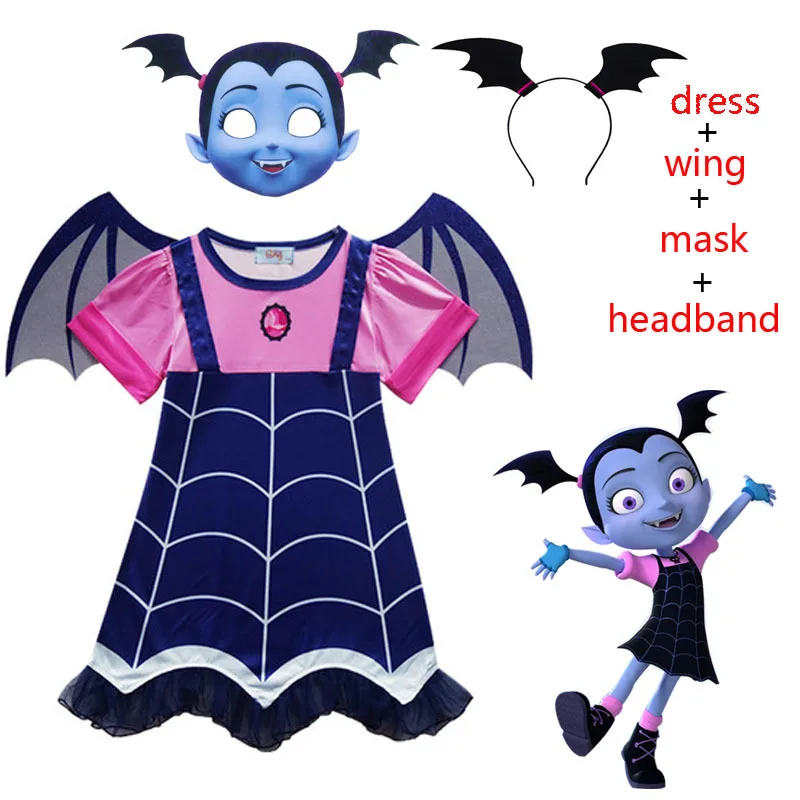

2019 NEW Girls Vampirina Costume Vampire Cosplay Children Kids Halloween Carnival Fancy Party Dress For Girl Streetwear Clothes