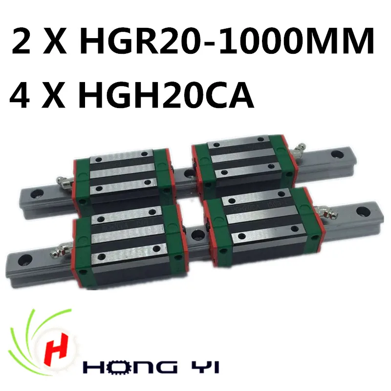

2pcs HIWIN Carril Linear Rail 1000mm Linear rails HGR20,+ 4pcs Rail Linear Block HGW20CA HGH20CA for CNC