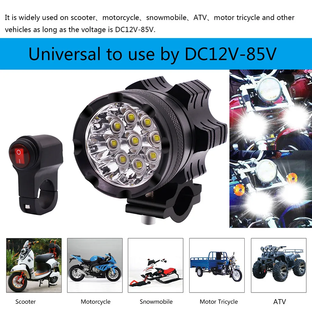 

Headlamp For Motorcycle Aluminum Alloy Blasting Flash IPX6 Fully Waterproof Motorcycle Accessories 5500 Lumen 9 LED Headlights
