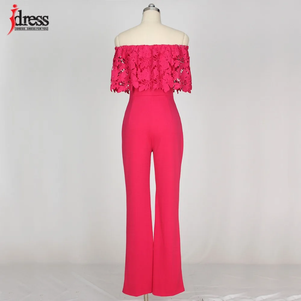 IDress Lace Crochet Rompers Women Jumpsuit Sexy Strapless Bodycon Jumpsuit Wide Leg Black White Yellow Long Pant Romper Overalls (31)