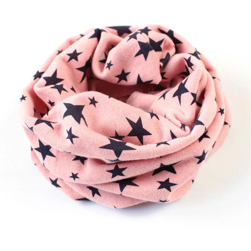 Весенняя хлопковая детская шапка унисекс со звездами, вязанная крючком шапка, шарф для маленьких мальчиков и девочек с круглым вырезом, шейный платок, шарфы, шапочки - Цвет: pink
