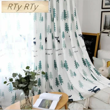 

Modern Blackout Curtains/Sheer for Living Room Window Tree/Deer Pattern Bedroom Curtains For Children Christmas Home Decoration
