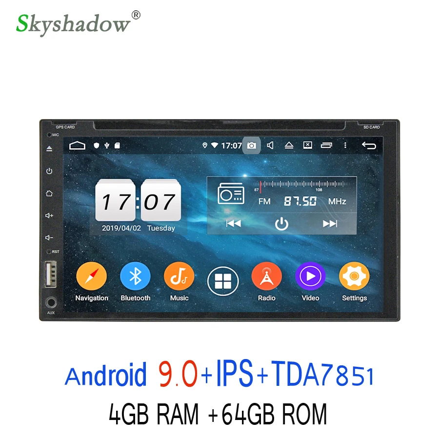 Flash Deal IPS Car DVD Player Android 9.0 4GB RAM 64GB ROM 8 Core GPS Glonass RDS Radio USB Disc AUX MIC wifi Bluetooth 4.2 For universal 0