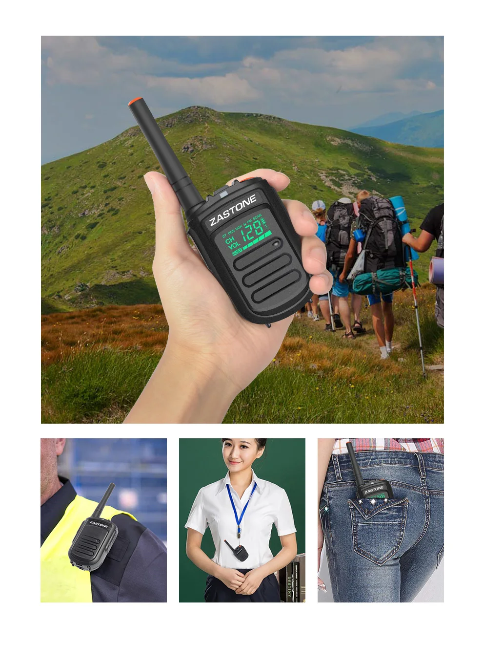 2 шт) Zastone mini9 128 каналов uhf мини тела walkie talkie двухстороннее радио 5 Вт 400-470 МГц портативный Радиоприемник