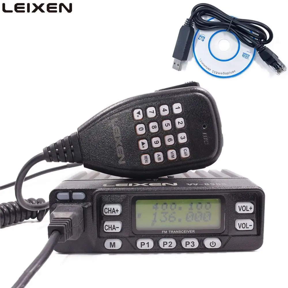 LEIXEN VV-898 Мини 25 Вт двухдиапазонный УКВ 144/430 МГц L/M/H: 4 Вт/10 Вт/25 Вт мобильный трансивер любительский автомобильный радиоприемник Leixen UV-25HX - Цвет: add usb cable