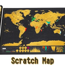 Scratch географические карты канцелярский магазин карты миров Deluxe черный Скретч Карта мира стены стикеры офисный Декор 82,5x59,5 см