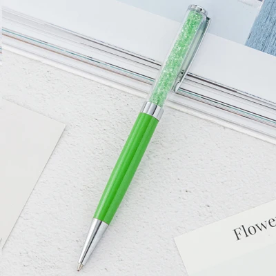 Green 1Pcs Новинка, кристальная металлическая шариковая ручка, креативная, необычная, алмазная шариковая ручка, сварка, школьный подарок, офисный крутой канцелярский магазин, милая вещь - Цвет: Green 1Pcs