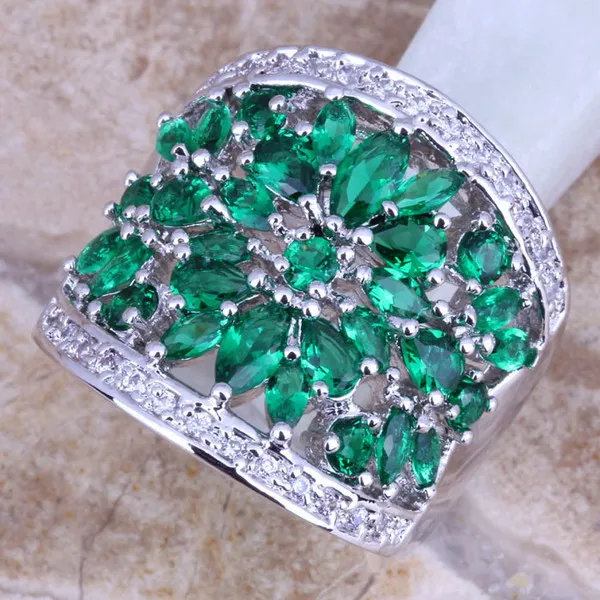 Prix pour Vert Zircon Blanc CZ 925 Bague En Argent Pour Les Femmes Taille 5/6/7/8/9/10/11 S0179A Prix pour Vert Zircon Blanc CZ 925 Bague En Argent Pour Les Femmes Taille 5/6/7/8/9/10/11 S0179A
