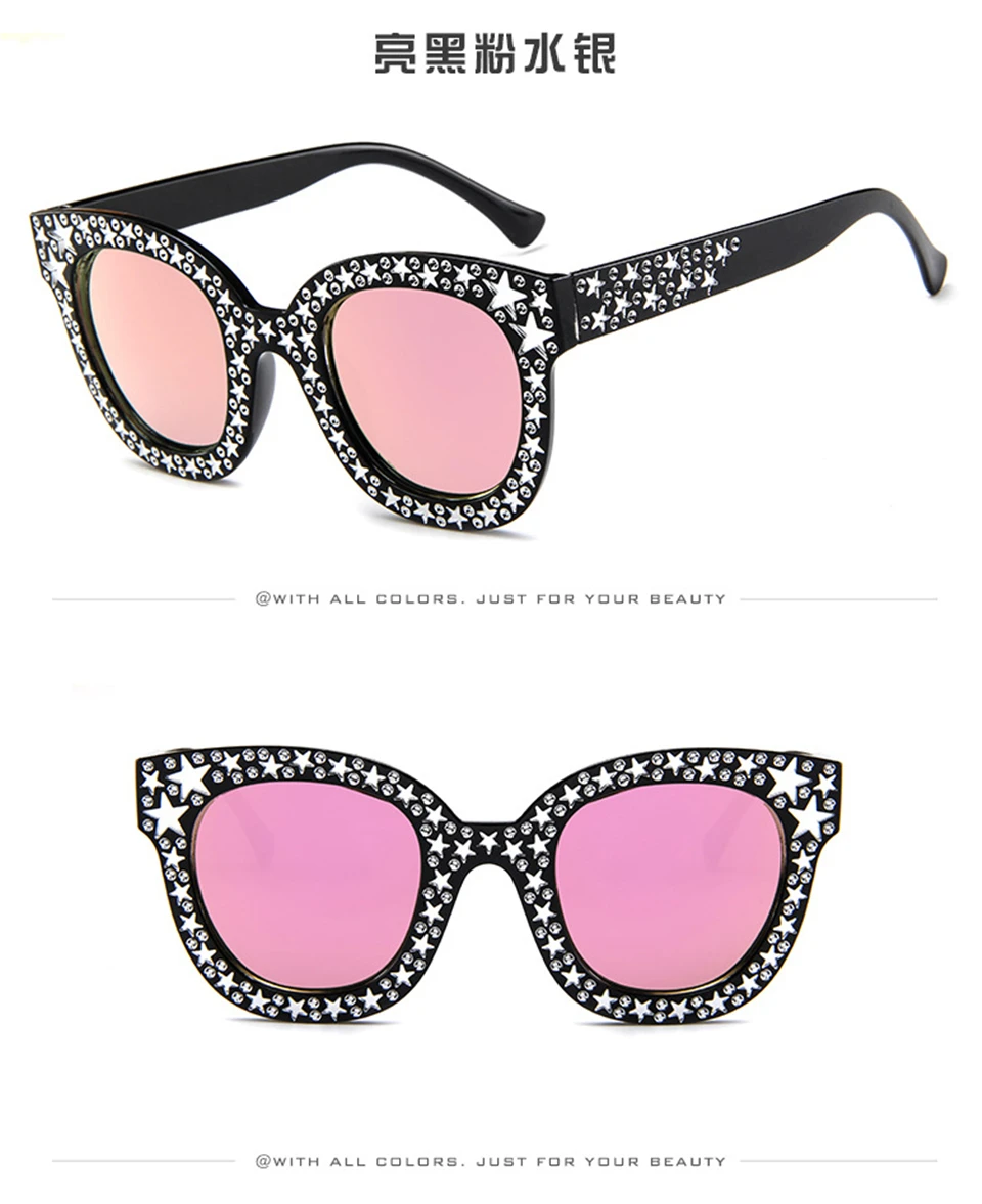 2018 Luxury Diamond Square Sunglasses Women Brand Size Crystal Sun Glasses Ladies New Gradient Oculos Mirror Shades  (9)