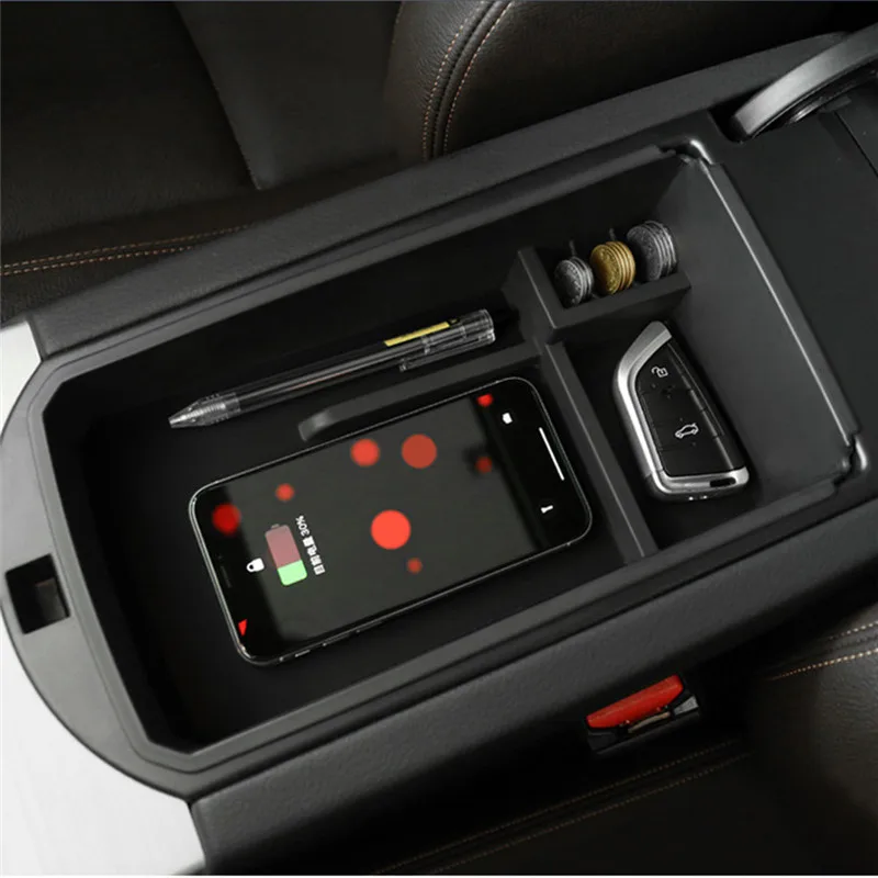 

Car Center Armrest Storage Box Wireless Charging Multi-function Auto Console Storage Coin Tray Car Seat Side Filler for BMW X3X4