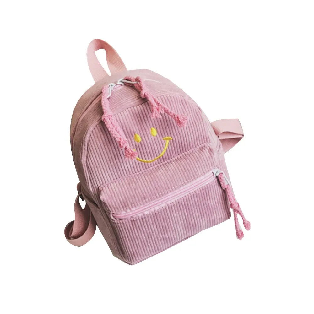 Харадзюку, короткий сетчатый рюкзак, яркие цвета, женский, для путешествий, лента, улыбка, рюкзак для студентов, тканевая, двойная сумка через плечо, Mochila