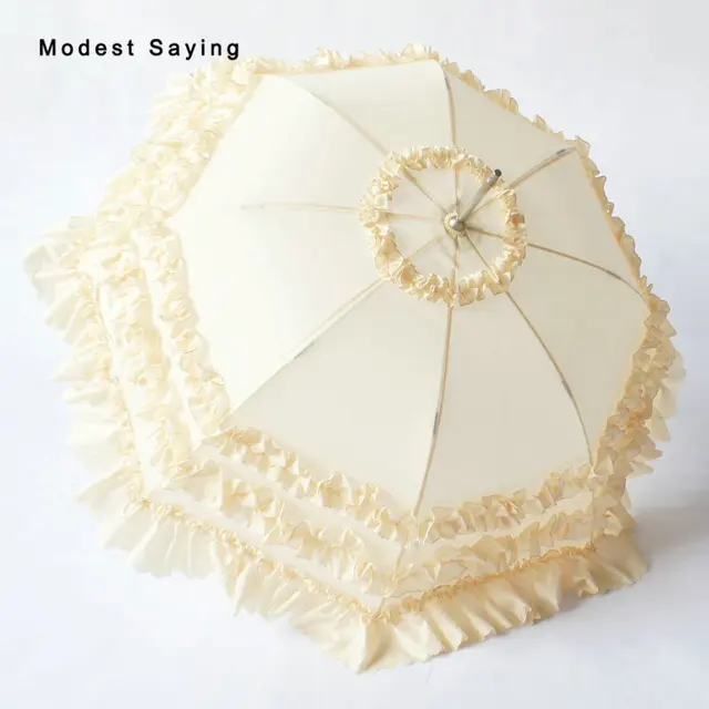 Vintage 1850’s Princess Bridal Umbrellas 2018 Beige Victorian Lady Parasols Pink Wedding