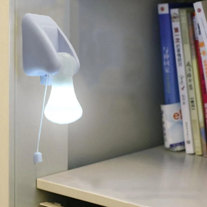

Portable Pull Cord Led Bulb Cabinet Closet Lamp Night Lights Battery Operated Self Adhesive Wall Light Hallway Bedroom Lighting