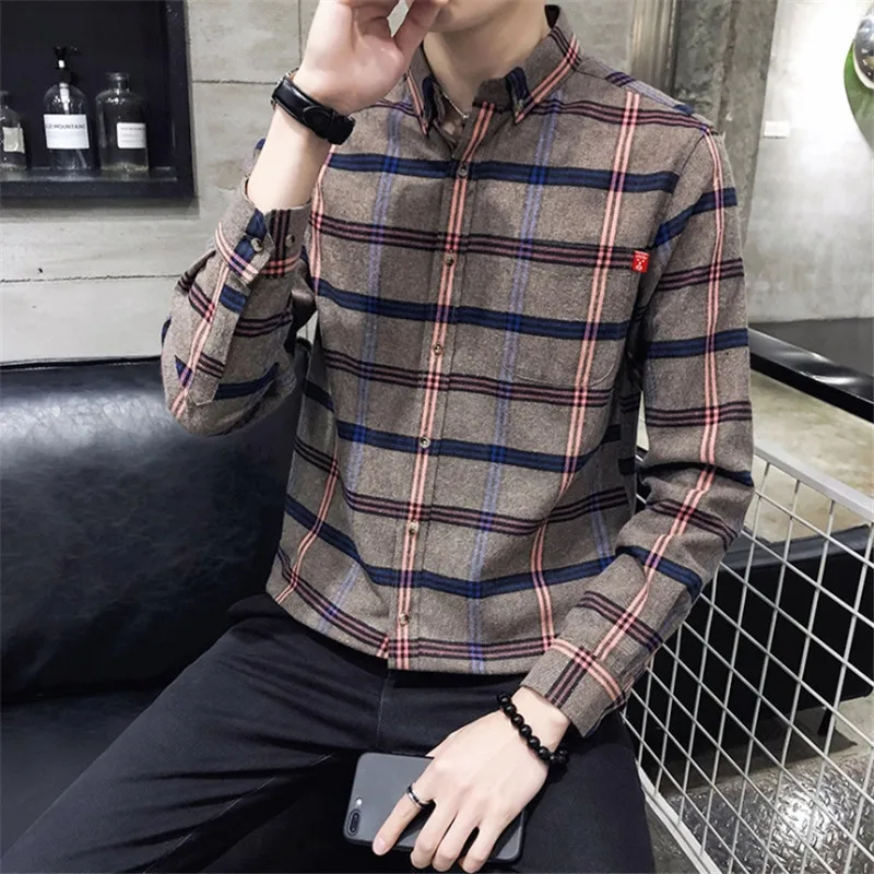 Мужская Весенняя Летняя Повседневная модная цветная рубашка трендовая мужская Тонкая Рубашка с длинными рукавами хлопковая дышащая удобная цветная куртка