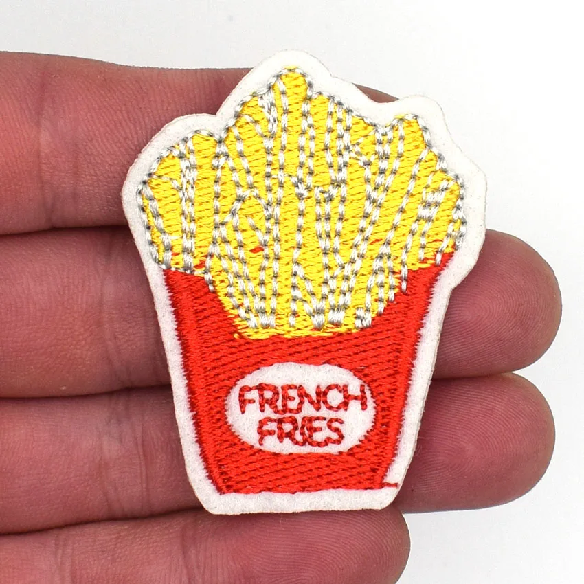 1 шт. вышитые нашивки с картофелем фри помощью утюга швейная аппликация значок