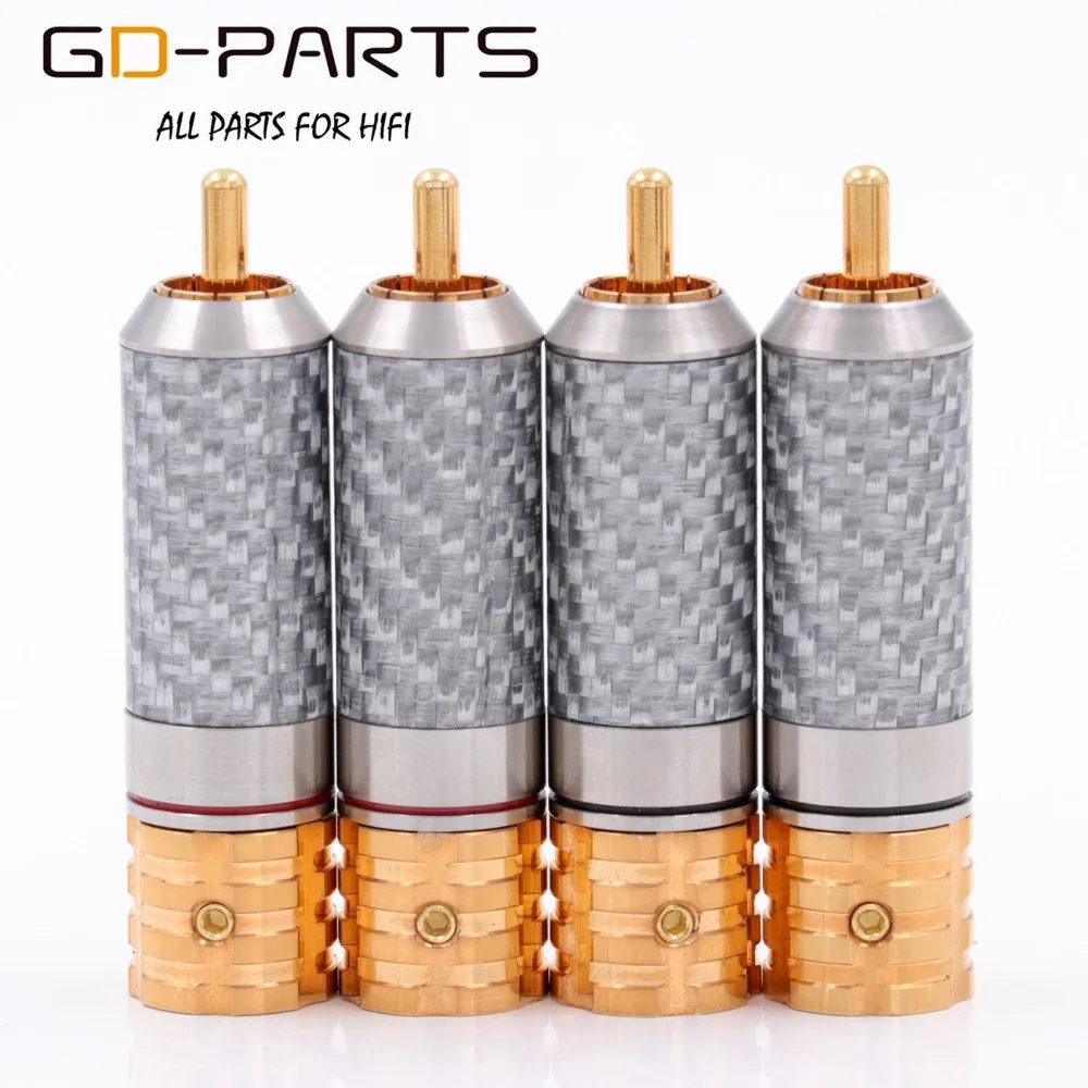 

GD-PARTS Brand New Viborg High End 24K Gold Plated RCA Plug Connector for AV TV CD HIFI AUDIO DIY Carbon Fibre lot*4