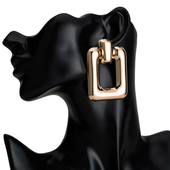 

Big Square Vintage Earring for women gold color dangle Earrings 2018 fashion statement drop earrings trendy party jewellery