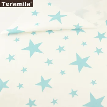 

Teramila Fabric 100% Cotton Twill Material Bed Sheet Shining Blue Stars Design DIY For Bedding Tissue Clothing Home Texitle