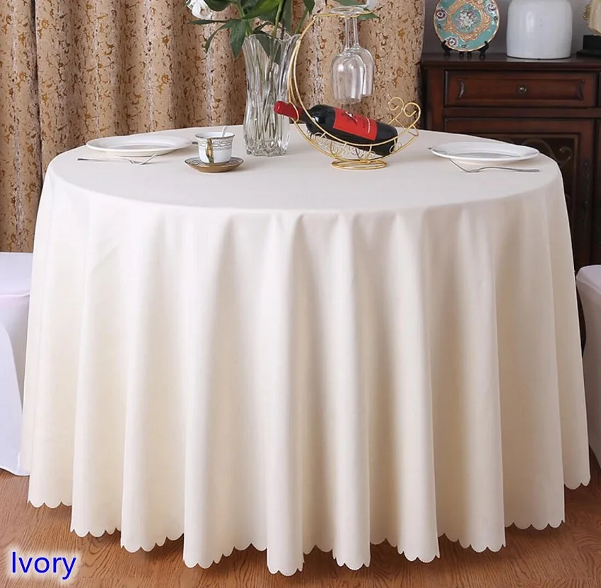 Round Shape Solid Pattern Linen Table Cloth Hotel Party Wedding Decor H98 