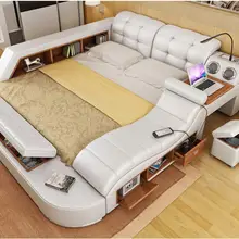 Free Shipping On Home Furniture In And More Aliexpress Manbas Real Genuine Leather Frame Modern Soft Beds Home