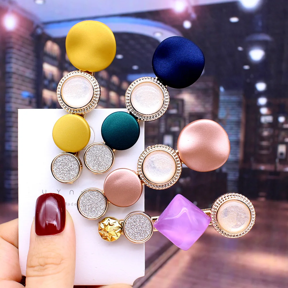 

2019 Fashion Hair Clips For Women Fashion Sweet Girl Simple Korean Style Hairpin Alloy Bb Handmade Ins Headband Hair Accessories