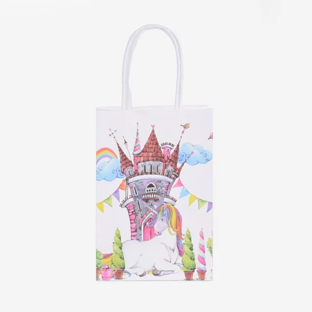 10 Pcs Unicorn Kraft Paper Bag With Handles Pony Pink Small Gift Craft ...