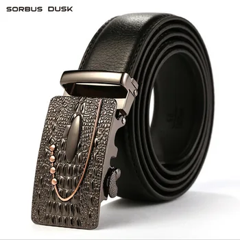 

SORBUS DUSK Fashion Male Belts Luxury Casual Waist Strap Man's Classice Vintage Automatic Buckle Crocodile Waist Belt