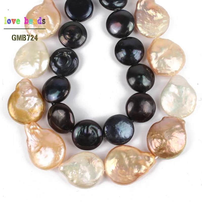 

12-15mm Natural Irregular Coin Freshwater Pearl Beads for Jewelry Making Diy Pearl Necklace Bracelet Jewellery 15''