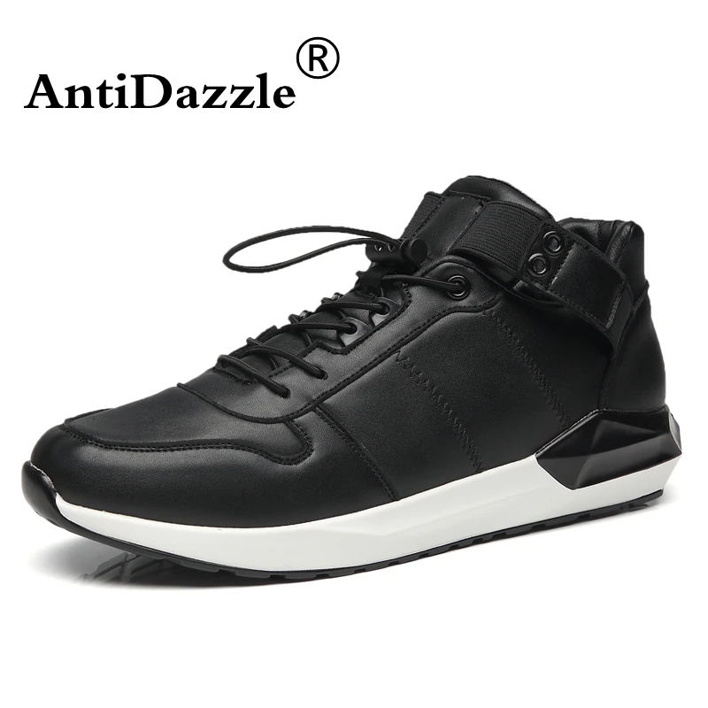 Antidazzle Nubuck Leather Mens Running Shoes Outsole White Black Men