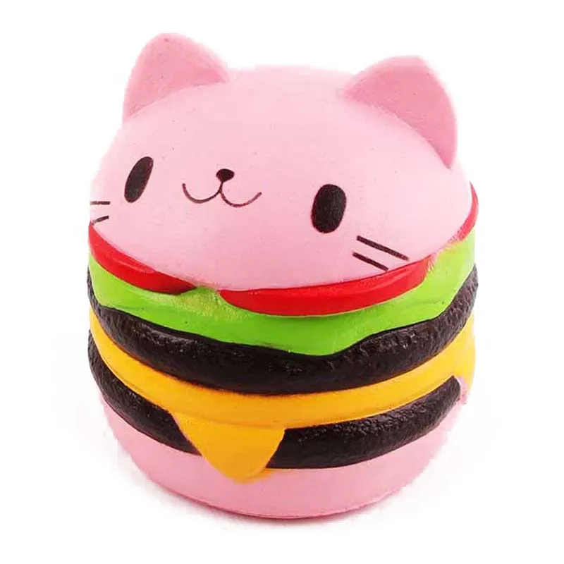 

Cute Kawaii Soft Squishy Jumbo Cartoon Cat Hamburger Scented Slow Rising Exquisite Kid Soft Decompression Fun Toys Relax