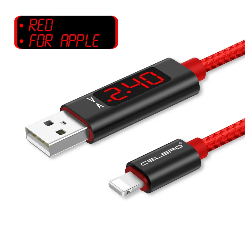 СВЕТОДИОДНЫЙ цифровой дисплей USB кабель type-C Micro Usb быстрая зарядка 3,0 кабель 8 Pin для Asus Zenfone Leeco Le 2 Oukitel Doogee Leagoo - Тип штекера: Red 8Pin for Apple