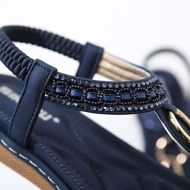 Shoes woman sandals 2019 string bead flip flop metal decoration wedge beach sandals women shoes sapato feminino summer shoes