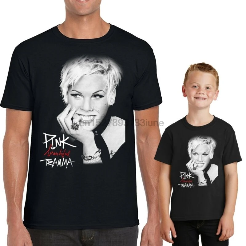

Alecia Beth Moore T-Shirt Pink Beautiful Trauma American Singer Tee Top