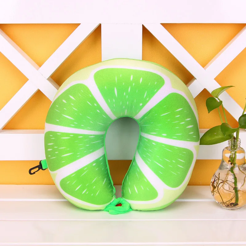 Green orange Фрукты u-образная Подушка Наночастицы подушка для шеи Подушка для автомобильных путешествий аксессуары для путешествий - Цвет: Green orange